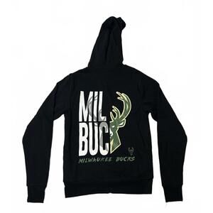 Milwaukee Bucks Black Full-Zip Hoodie Extra Small NWT NBA Basktball Erin Andrews